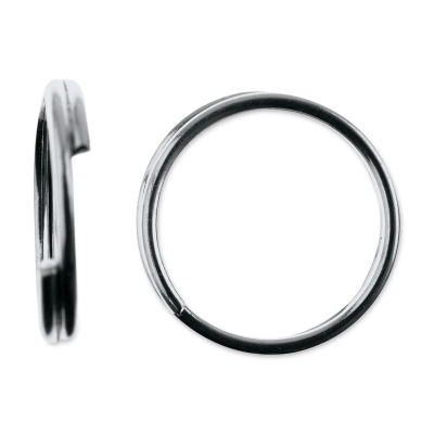 John Bead Must Have Findings Split Rings - Package of 100, Silver, 10 mm (Close-up of two split jump rings)