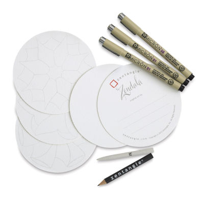 Sakura Zentangle Drawing Sets - Components of Round Zendala Tangles Set