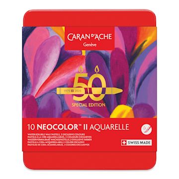 Open in modal - Caran d'Ache Neocolor II Aquarelle Artists' Pastels - Pop Colors, Special Edition, Set of 10, front