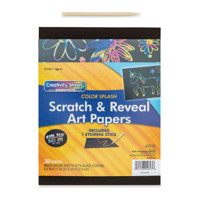 Now You See It! Art Paper - Color Splash, 8-1/2" x 11", Package of 30 Sheets (In packaging, pictured with etching stick)