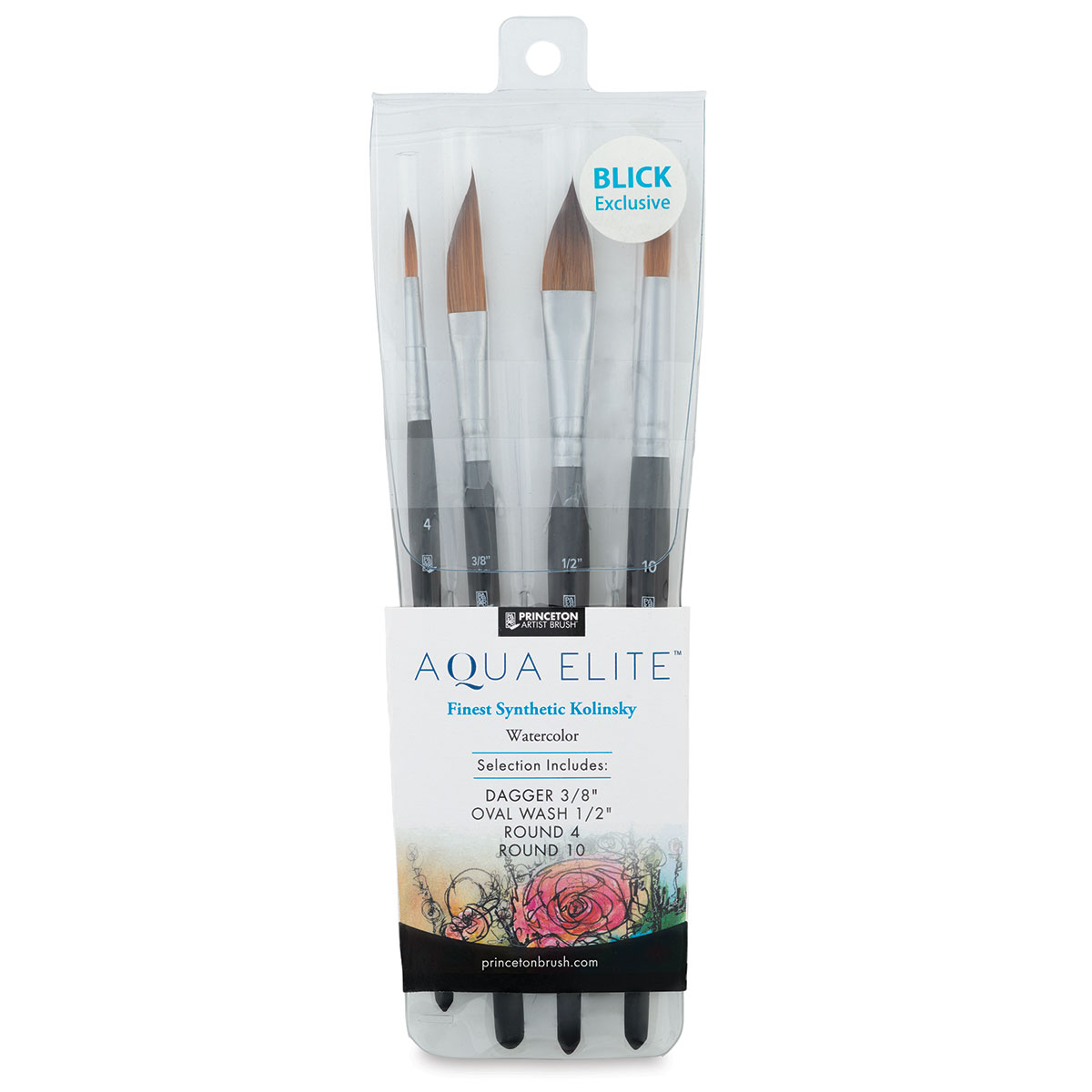 Princeton : Aqua Elite : Synthetic KS : Watercolour Brush : Series 4850 :  Short Handle : Angle Shader : Size 1/4in