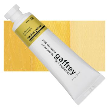 Open in modal - Gaffrey Art Material Standard Body Acrylic Paint - Naples Yellow, 59 ml tube and swatch