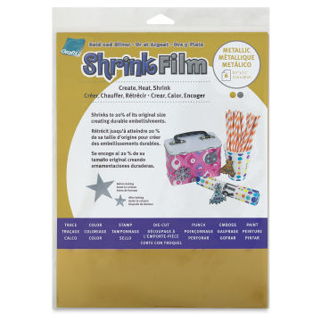 Grafix Metallic Shrink Film - Front view of package of 6 Sheets