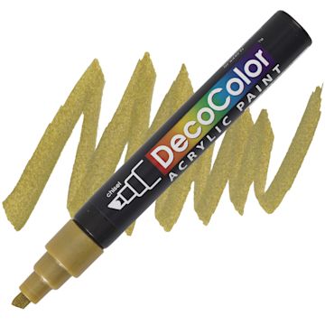 Open in modal - Decocolor Acrylic Paint Marker - Metallic Gold marker and swatch