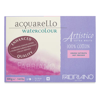 Fabriano Artistico Enhanced Watercolor Block - Extra White, Hot Press, 10" x 14"