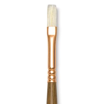 Open in modal - Princeton Best Natural Bristle Brush - Flat, Long Handle, Size 1 close up