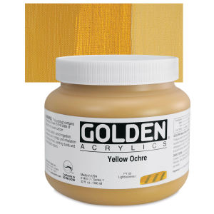 Golden Heavy Body Artist Acrylics - Yellow Ochre, 32 oz Jar