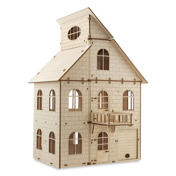 EWA Eco-Wood-Art Dollhouse 3D Wood Kit (front of the assembled house)