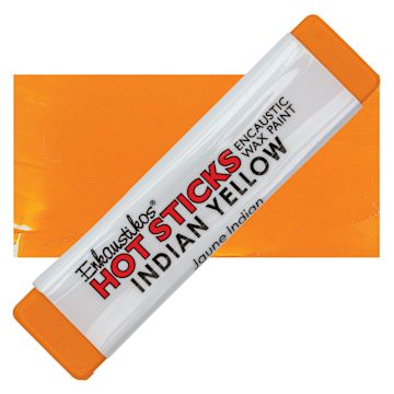 Open in modal - Enkaustikos Hot Sticks Encaustic Wax Paint - Indian yellow, 13 ml stick and swatch