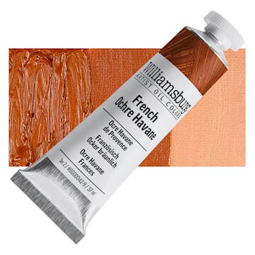 Open in modal - Williamsburg Handmade Oil Paint - French Ochre Havane, 37 ml tube and swatch