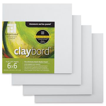 Open in modal - Ampersand Claybord - 6" x 6", 1/8" Flat, Pkg of 4