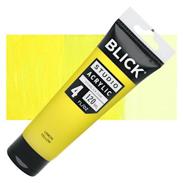 Open in modal - Blick Studio Acrylics - Lemon Yellow, 4 oz tube and swatch