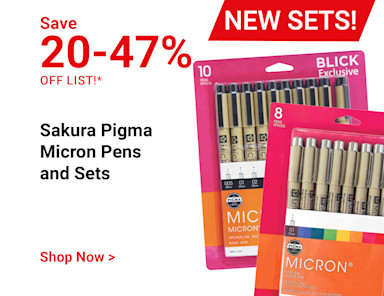 Save 20-47% off list! New Sets! Sakura Pigma Micron Pens and Sets. Shop now.