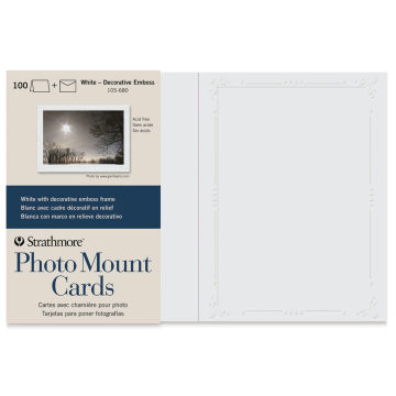 Strathmore Photo Mount Cards and Envelopes - White, Decorative Emboss, Pkg of 100 (front of package)