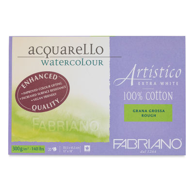 Fabriano Artistico Enhanced Watercolor Block - Extra White, Rough Press, 12" x 18"