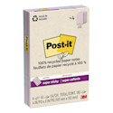 Post-it Recycled Super Sticky Notes - Wanderlust Pastels Collection, 4" x 6", Pkg of 4, Lined