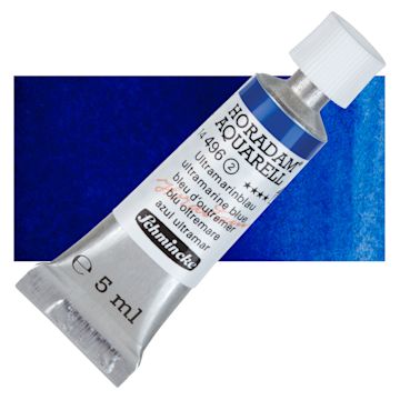 Open in modal - Schmincke Horadam Aquarell Artist Watercolor - Ultramarine Blue, 5 ml tube and swatch