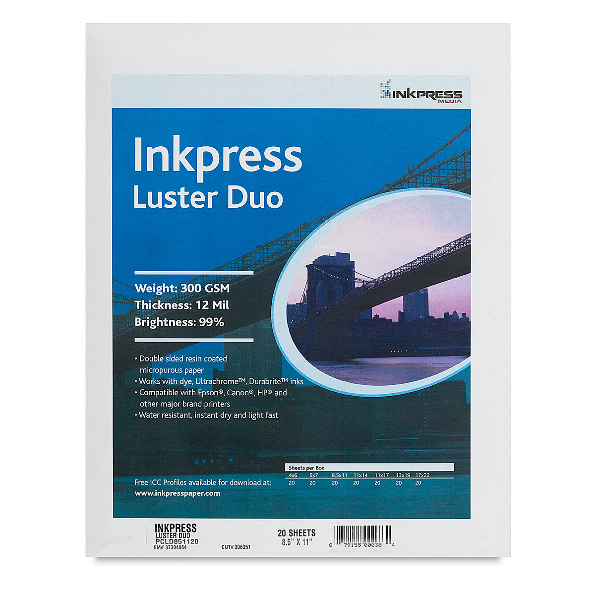 Inkpress Luster Duo Pack - 8-1/2" X 11", Pkg Of 20 | BLICK Art Materials