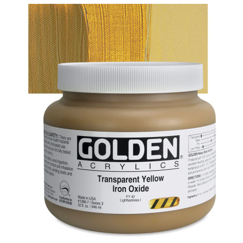 Golden Heavy Body Artist Acrylics - Transparent Yellow Iron Oxide, 32 oz  Jar