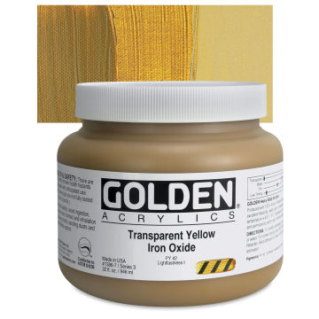 Golden Heavy Body Artist Acrylics - Transparent Yellow Iron Oxide, 32 oz Jar