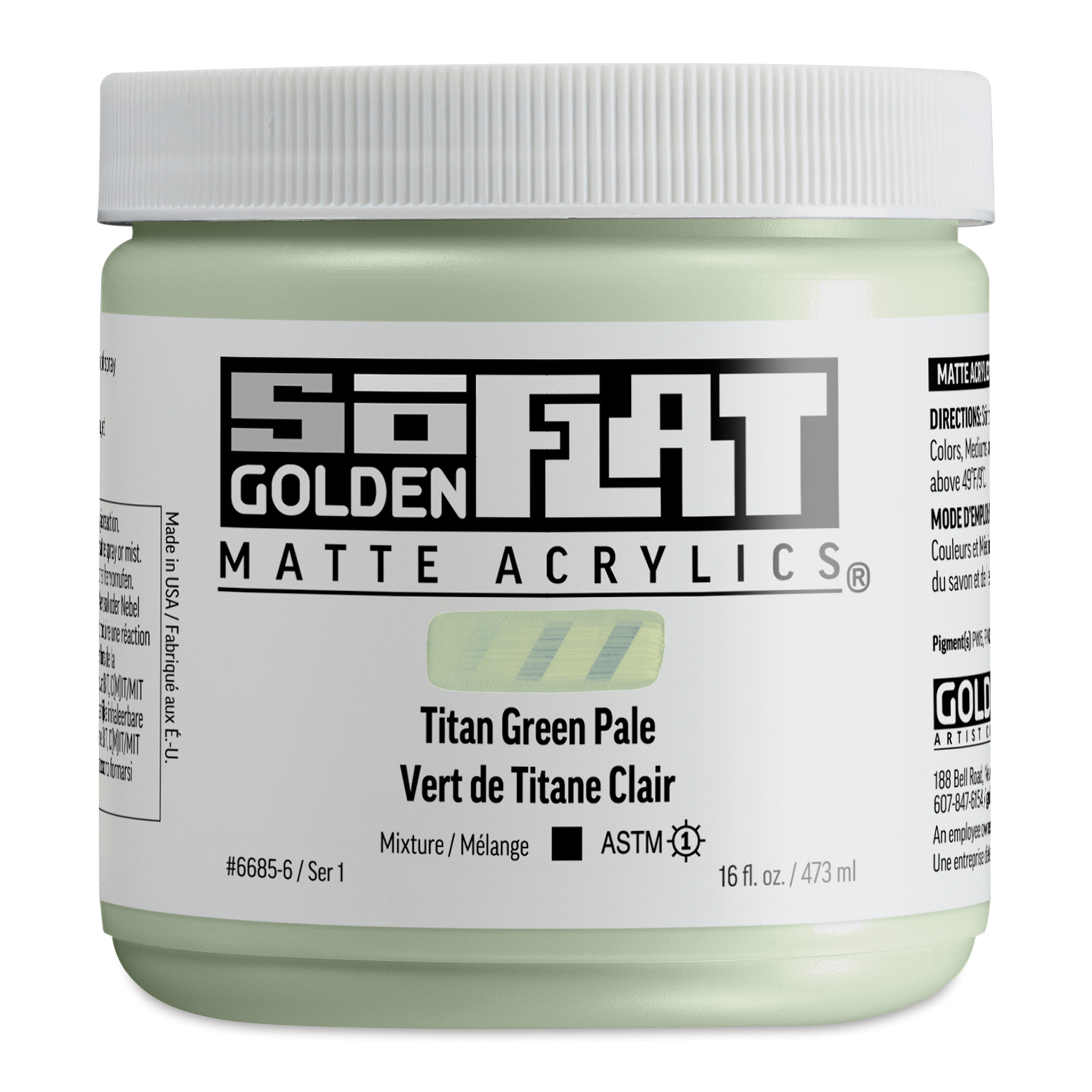 Golden : SoFlat : Matte Acrylic Paint : 59ml : Titan Green Pale - Golden :  SoFlat - Golden - Brands