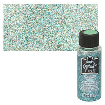 Open in modal - FolkArt Glitterific Fine Acrylic Paint - Evergreen - Bottle and Swatch