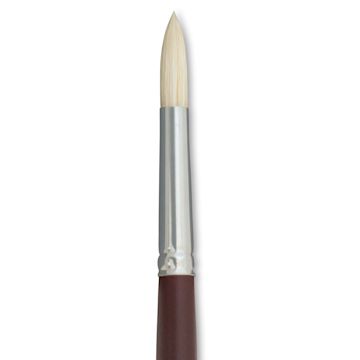 Open in modal - Silver Brush Silverstone Premium White Hog Bristle Brush - Round, Long Handle, Size 6 close up