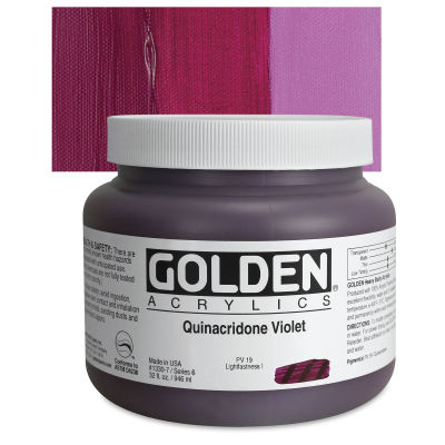 Golden Heavy Body Artist Acrylics - Quinacridone Violet, 32 oz Jar