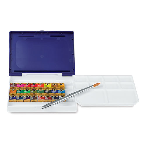 Holbein Artists'' Watercolor Set - Set of 24 colors, Plastic Case, Half Pans