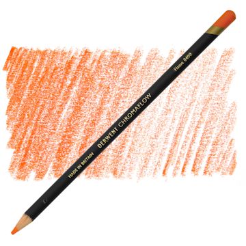 Open in modal - Derwent Chromaflow Colored Pencil - Flame, swatch and pencil