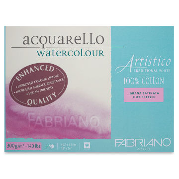 Fabriano Artistico Watercolor Block - 7x10 Vegan Extra White, 140lb Cold  Press (20 Sheets)