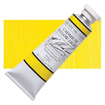 Open in modal - M. Graham Artists' Oil Color - Cadmium Yellow Light, 37 ml tube and swatch