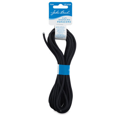 John Bead Craft Paracord - Black cord looped on hanging label
