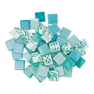 Mosaic Mercantile Patchwork Tiles - Light Blue/Teal, 1 lb