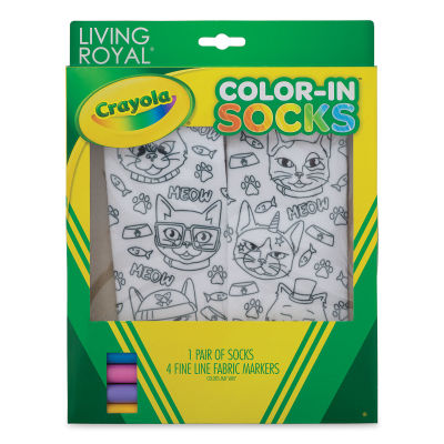 Crayola Color-In Socks - Front of package of Cat Vibes
