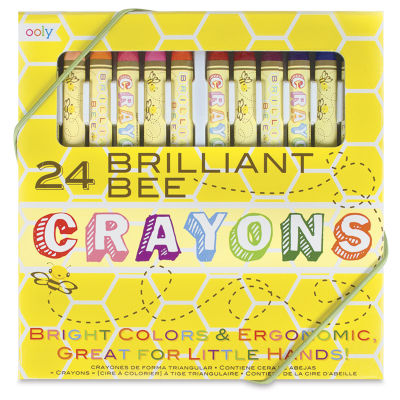 Ooly Brilliant Bee Crayons - Front of package showing crayons in window