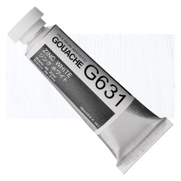Open in modal - Holbein Artists' Gouache - Zinc White, 15 ml tube and swatch