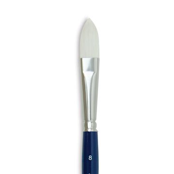 Open in modal - Silver Brush Bristlon Stiff White Synthetic Brush - Cat's Tongue, Size 8, Short Handle (close-up)