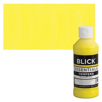 Open in modal - Blick Essentials Tempera - Yellow, 8 oz bottle and swatch