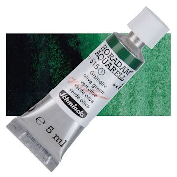 Open in modal - Schmincke Horadam Aquarell Watercolor - Olive Green, 5 ml tube and swatch