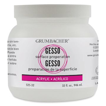 Open in modal - Grumbacher Acrylic Gesso - Front of 32 oz Jar shown