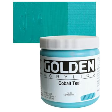 Open in modal - Golden Heavy Body Artist Acrylic - Cobalt Teal, 8 oz and swatch