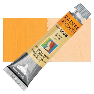 Open in modal - Maimeri Artist Gouache - Orange, 20 ml tube and swatch