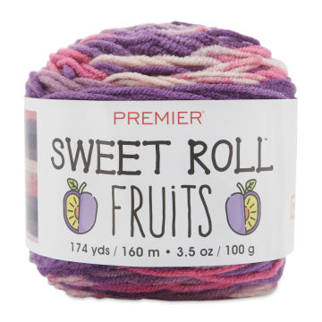 Premier Yarn Sweet Roll Fruits Yarn - Plum (side view with label)