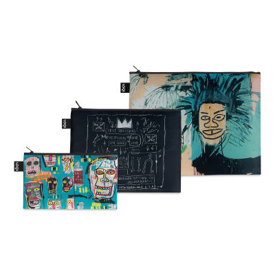 LOQI Zip Pockets - Jean-Michel Basquiat, Set of 3 (mini, midi and maxi bags)