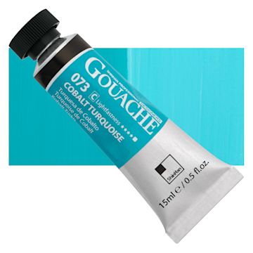 Open in modal - ShinHan Professional Designers Gouache - Cobalt Turquoise, 15 ml tube and swatch