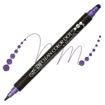 Open in modal - Zig Clean Color Dot Dual Tip Marker - Metallic Violet, swatch and marker