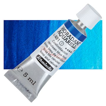 Open in modal - Schmincke Horadam Aquarell Artist Watercolor - Cerulean Blue Hue, 5 ml tube and swatch