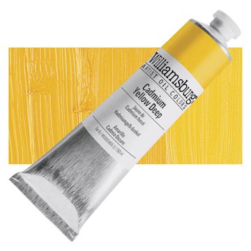 Open in modal - Williamsburg Handmade Oil Paint - Cadmium Yellow Deep, 150 ml tube and swatch