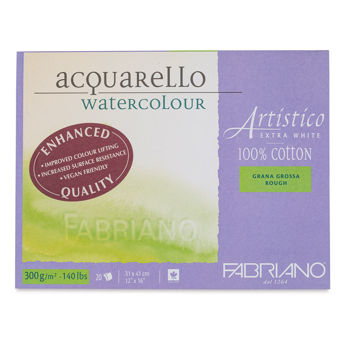 Fabriano Artistico Watercolor Paper Extra White 300 Lb. Hot Press Each